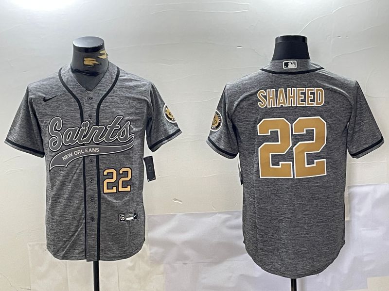 Men New Orleans Saints 22 Shaheed Grey Joint Name 2024 Nike Limited NFL Jersey style 2